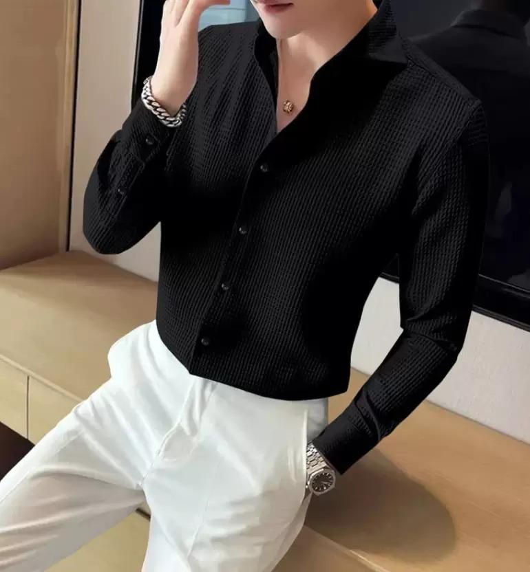 Business Waffle Designer Fashion Men's Shirt